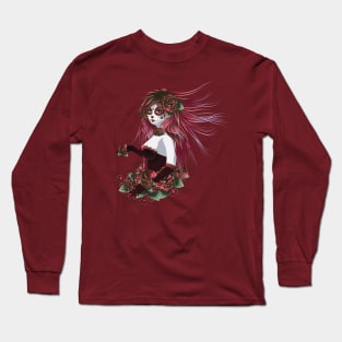 Red Day of Dead Girl Long Sleeve T-Shirt